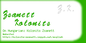 zsanett kolonits business card